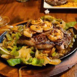 Compas Mexican Grill & Cantina - Rib eye and shrimp fajitas.