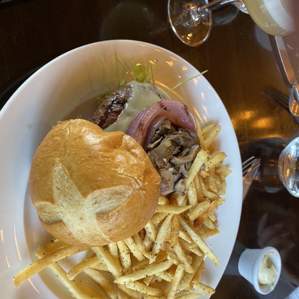 Truffle Pig - Waygu Burger with sautéed mushrooms - incredible! - New American Near Me - Steamboat Springs, Colorado Truffle Pig - Waygu Burger with sautéed mushrooms - incredible! - New American Near Me - Steamboat Springs, Colorado