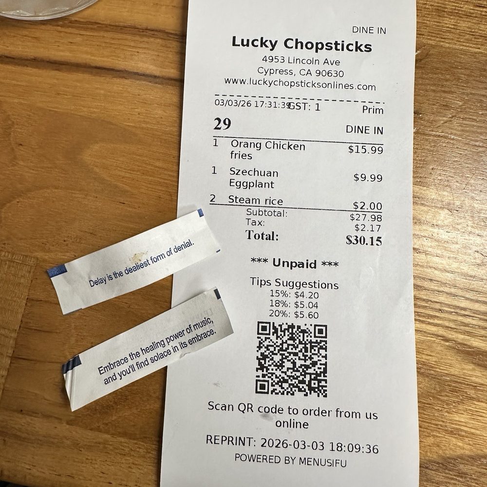 Lucky Chopsticks - 3/3/26 price of orange chicken fries, eggplant Szechuan and side of white rice. - Chinese Near Me - Cypress, California Lucky Chopsticks - 3/3/26 price of orange chicken fries, eggplant Szechuan and side of white rice. - Chinese Near Me - Cypress, California