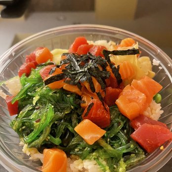 Poke Star - Salmon and spicy tuna, sea weed salad, edamame, cucumber, and ginger with ponzu sauce. - Poke Near Me - Winston-Salem, North Carolina