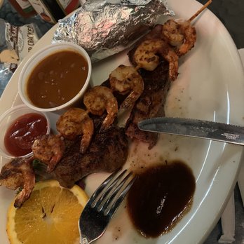 Brad's Restaurant - Tri-tip steak and shrimp already ate some - Seafood Near Me - Pismo Beach, California Brad's Restaurant - Tri-tip steak and shrimp already ate some - Seafood Near Me - Pismo Beach, California