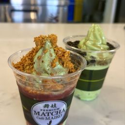 Strawberry soft serve and boba sundae Strawberry soft serve and boba sundae