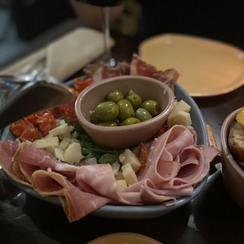 Osteria Povera - a platter of meats, cheese, olives, and bread - Italian Near Me - Port Moody, British Columbia