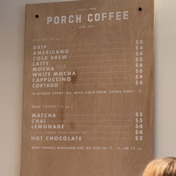 Porch Coffee - Drink menu - the optional flavors - Coffee & Tea Near Me - Lehi, Utah Porch Coffee - Drink menu - the optional flavors - Coffee & Tea Near Me - Lehi, Utah