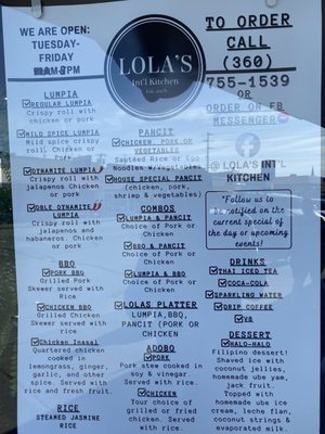 Menu photo 3 Lola's Int'l Kitchen Burlington, WA Menu photo 3 Lola's Int'l Kitchen Burlington, WA