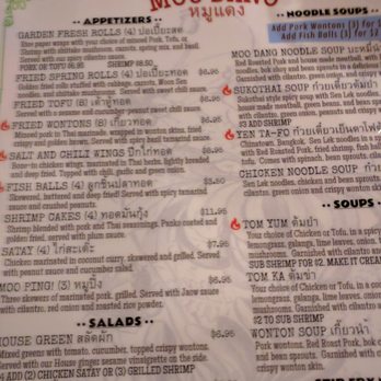 Moo Dang - Menu - Thai Near Me - Reno, Nevada