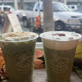 Okayama Kobo Bakery & Cafe - Matcha Rose latte & Banana Cream Matcha Latte - Bakeries Near Me - Anaheim, California Okayama Kobo Bakery & Cafe - Matcha Rose latte & Banana Cream Matcha Latte - Bakeries Near Me - Anaheim, California