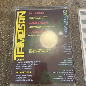 Tamosan Coffee Lounge - Menu 7/27/25 (ig: @cravingswithcat) - Coffee Roasteries Near Me - Scottsdale, Arizona