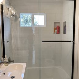 Shower door installed by Fountain Glass