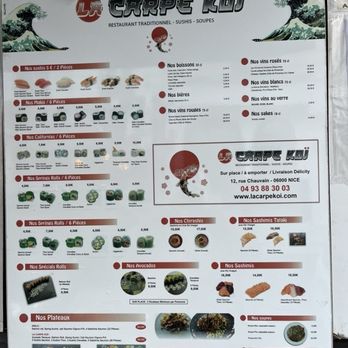 La Carpe Koï - Menu - Sushi Bars Near Me - Nice, 06