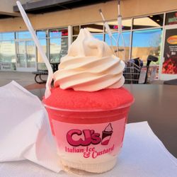 CJ’s Italian Ice & Custard - Small Gelati - Strawberry with Vanilla Custard