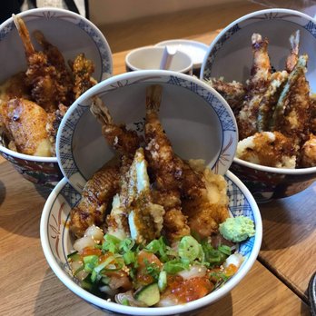 Tendon Kohaku - Kohaku tendon (L), sashimi aimori tendon (M), anago tendon (R) - Japanese Near Me - Vancouver, British Columbia Tendon Kohaku - Kohaku tendon (L), sashimi aimori tendon (M), anago tendon (R) - Japanese Near Me - Vancouver, British Columbia
