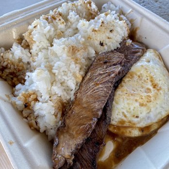 Kihei Caffe Lahaina - Short rib moco: consists of short rib, two over medium eggs, gravy and rice. Unfortunately, the rice was gummy and hard. - Breakfast & Brunch Near Me - Lahaina, Hawaii