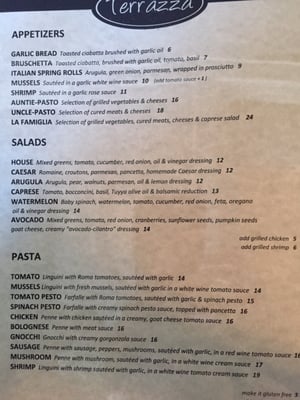 Menu photo 2 Terrazza Toronto, ON Menu photo 2 Terrazza Toronto, ON