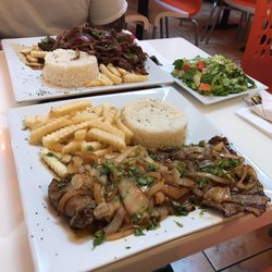 Lomo saltado, bistec and salad