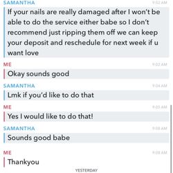 Salon XPressions - This is Samantha McClure (owners daughter) telling my girlfriend that she would keep the deposit and reschedule.