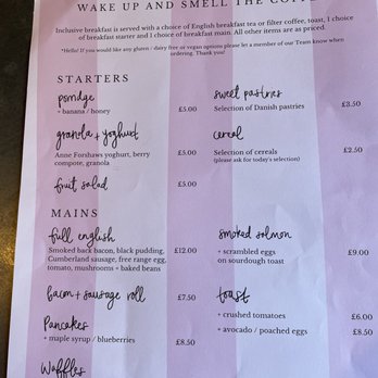 Swan Hotel - Breakfast menu- if you dine there for dinner don't miss the beef suet! - Hotels Near Me