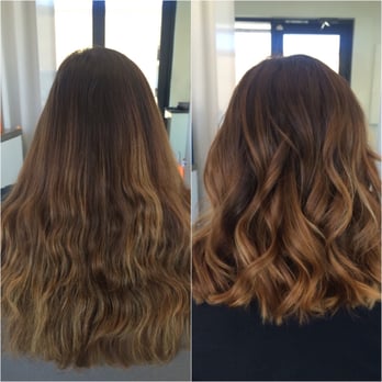Off Camber Studios - In the left the before and on the right the after. An hombre long bob. - Hair Salons Near Me - Scottsdale, Arizona