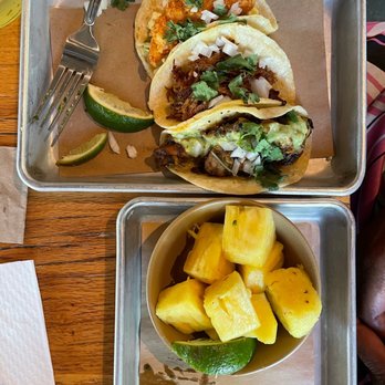bartaco - Crispy Fish Taco, Brisket Taco, Chicken Verde Taco, side of Fresh Pineapple with Lime - Mexican Near Me - Atlanta, Georgia bartaco - Crispy Fish Taco, Brisket Taco, Chicken Verde Taco, side of Fresh Pineapple with Lime - Mexican Near Me - Atlanta, Georgia
