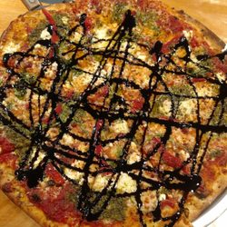 Riverside Lodge - Sweet Jane pizza - pesto, goat cheese, arugula, and balsamic glaze. Yum!