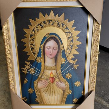 Leon Picture Frames - Our Lady of Sorrows canvas painting framed at Leon's. - Framing Near Me - Anaheim, California Leon Picture Frames - Our Lady of Sorrows canvas painting framed at Leon's. - Framing Near Me - Anaheim, California