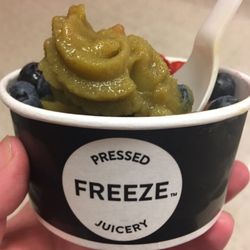 Greens Freeze with strawberries, raspberries, & blueberries.