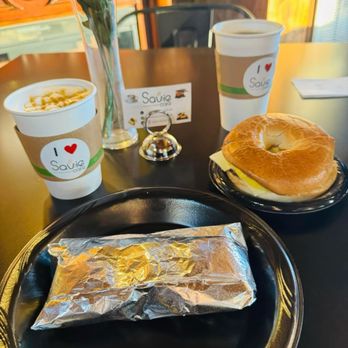 Savie Cafe - Breakfast bagel, breakfast burrito, caramel macchiato, and Americano coffee - Breakfast & Brunch Near Me - Toney, Alabama