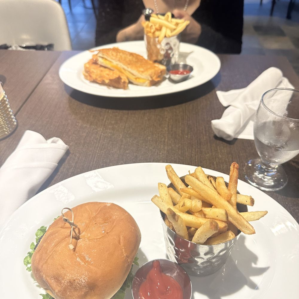 Mozza Restaurant & Lounge - Top of pic: Grilled cheese Bottom of pic: Basic (beef) Burger - both came with fries - Canadian (New) Near Me - Richmond, British Columbia Mozza Restaurant & Lounge - Top of pic: Grilled cheese Bottom of pic: Basic (beef) Burger - both came with fries - Canadian (New) Near Me - Richmond, British Columbia