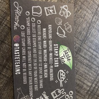 Taste Tea - Loyalty stamp Card - Bubble Tea Near Me - Ewa Beach, Hawaii