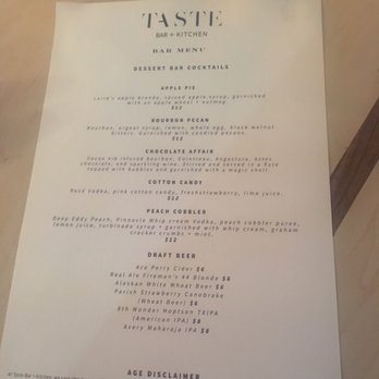 Taste Bar + Kitchen - Dessert Drink Menu - Cocktail Bars Near Me - Houston, Texas