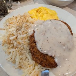 Country fried steak with pancakes $15