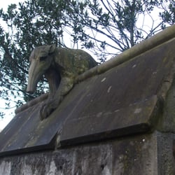 Cardiff Castle's Animal Wall - "The Ant Eater" at the Animal Wall. Interesting history about the reconstruction of his nose.