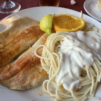 Pasqualino's Italian Restaurant - Local Trout, baked, had a nice lemony sauce, with a side of pasta with Alfredo sauce - Italian Near Me - Bryson City, North Carolina Pasqualino's Italian Restaurant - Local Trout, baked, had a nice lemony sauce, with a side of pasta with Alfredo sauce - Italian Near Me - Bryson City, North Carolina