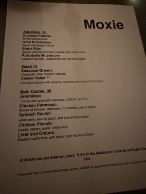 Menu photo 1 Moxie Sacramento, CA