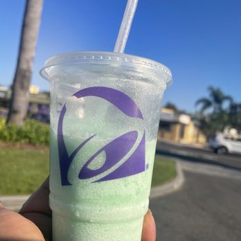 Taco Bell / Pizza Hut - MTN DEW Baja Blast Freeze with some vanilla cream that I added ;) - Fast Food Near Me - Seal Beach, California Taco Bell / Pizza Hut - MTN DEW Baja Blast Freeze with some vanilla cream that I added ;) - Fast Food Near Me - Seal Beach, California