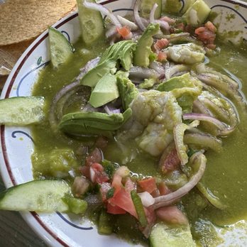 Baja Catch & Grill - Aquachile with tostado $17 shrimp marinated in lime juice and chilies - Seafood Near Me - Culver City, California Baja Catch & Grill - Aquachile with tostado $17 shrimp marinated in lime juice and chilies - Seafood Near Me - Culver City, California