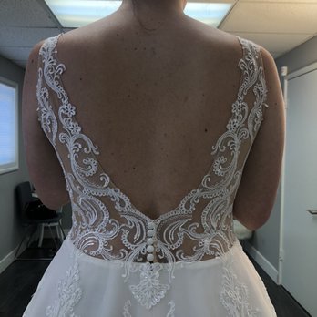 Halena Couture - This back was plain nude and she created a V and artfully placed the lace to look like a natural extension and  added an invisible zipper! - Sewing & Alterations Near Me - San Jose, California