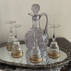 Crystal Decanter and tray.