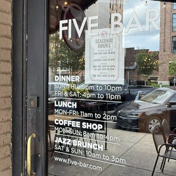 Five Bar - Hours of operation. We arrived at 4:20pm & had to wait for them to start 5pm dinner. - American Near Me - Tuscaloosa, Alabama