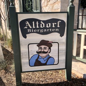 Altdorf Biergarten - The Altdorf outdoor sign. - German Near Me - Fredericksburg, Texas