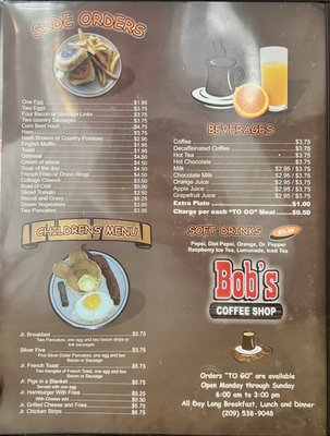 Menu photo 1 Bob's Coffee Shop Ceres, CA Menu photo 1 Bob's Coffee Shop Ceres, CA