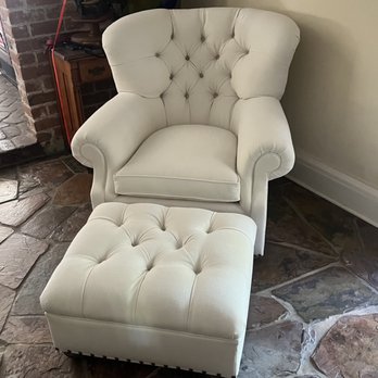 Angels Upholstery - Tufted Chair and Ottoman - Furniture Reupholstery Near Me Angels Upholstery - Tufted Chair and Ottoman - Furniture Reupholstery Near Me