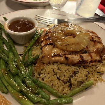 Burbank Smokehouse - ORGANIC CHICKEN TERIYAKI TOPPED WITH PINEAPPLE & RICE PILAF & ASPARAGUS 5/5 - Steakhouses Near Me - Burbank, California Burbank Smokehouse - ORGANIC CHICKEN TERIYAKI TOPPED WITH PINEAPPLE & RICE PILAF & ASPARAGUS 5/5 - Steakhouses Near Me - Burbank, California