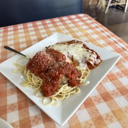 Nick's Italian Restaurant - Chicken Parmesan with spaghetti with meatballs