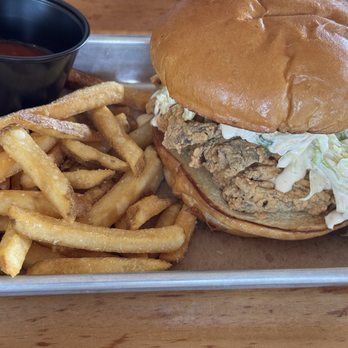 The Barn - Old Smith Farm - Bbq chicken sandwich and fries - New American Near Me - Falmouth, Maine The Barn - Old Smith Farm - Bbq chicken sandwich and fries - New American Near Me - Falmouth, Maine