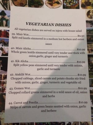 Menu photo 7 Axum Ethiopian Restaurant Indianapolis, IN