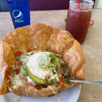 El Michoacano - Chili Verde taco salad and michelada - Mexican Near Me - Shafter, California