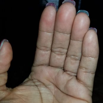 L A Nails - Look how underneath of the nails, the shape is messed up - Nail Salons Near Me - Bellflower, California