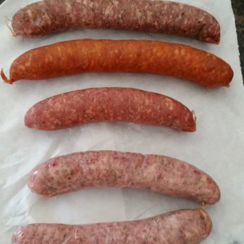 Schreiner's Fine Sausage - Top to bottom........ Smoked Polish Kielbasa (The best!),  Smoked Linguisa,  Smoked Bratwurst, Sweet Italian Sausages - Meat Shops Near Me - Phoenix, Arizona