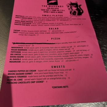 The Masonry - Menu - Pizza Near Me - Seattle, Washington